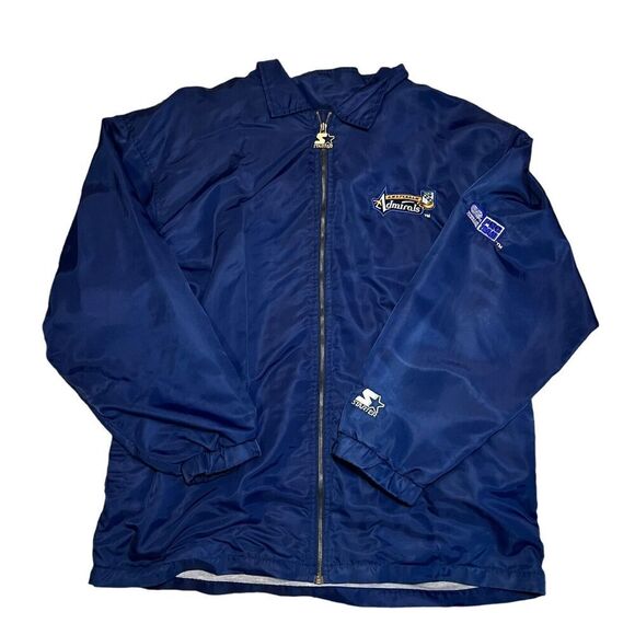 Amsterdam Admirals Windbreaker Starter Jacket Size XL Blue Full Zip Chest Logo - Picture 1 of 8